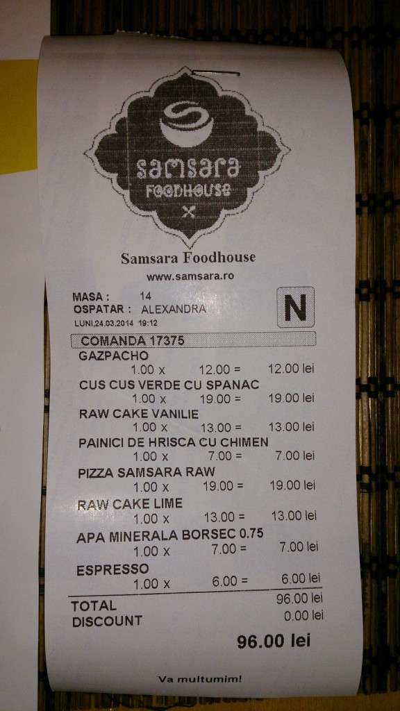 Restaurant raw vegan Samsara Food House Cluj