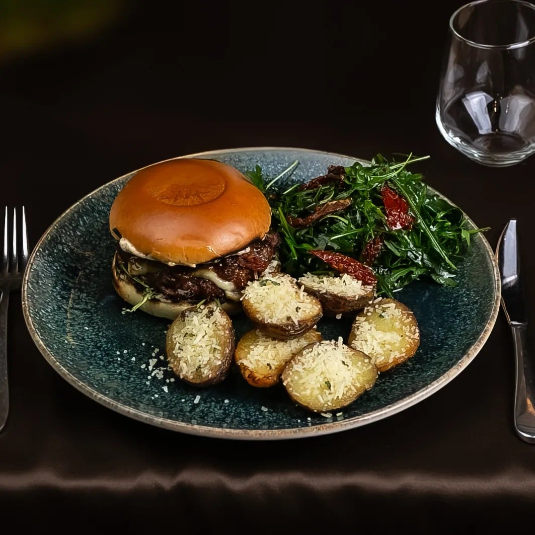 Burger din carne de urs de la restaurant SubTâmpa. Restaurante din Brașov