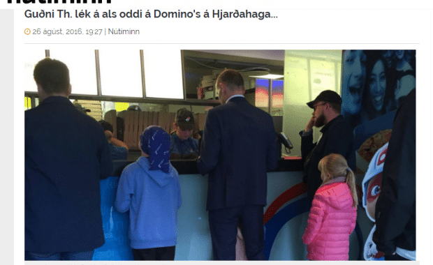 Presedintele Islandei surprins in timp ce statea la coada la pizza