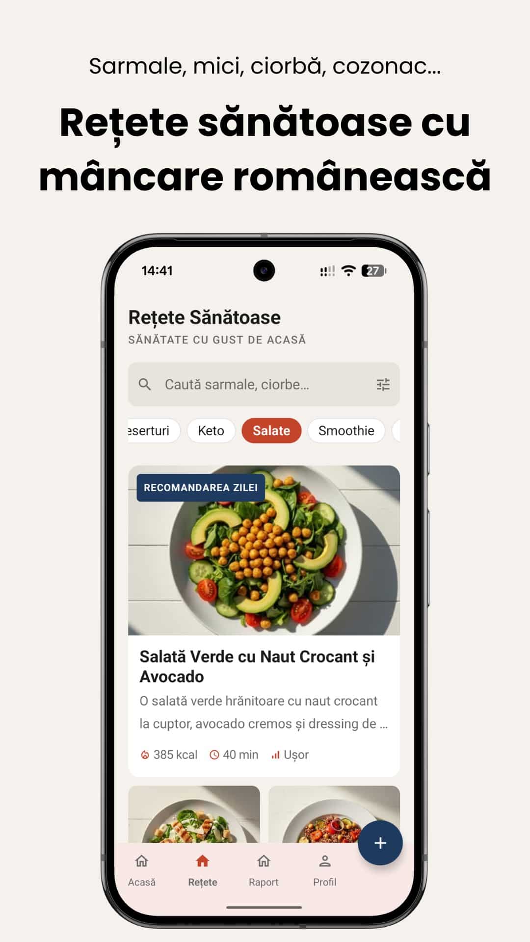 ecran din aplicatia de mobil FitDiary - Aplicație românească de numărat calorii, cu inteligenta artificiala, cu mancaruri romanesti