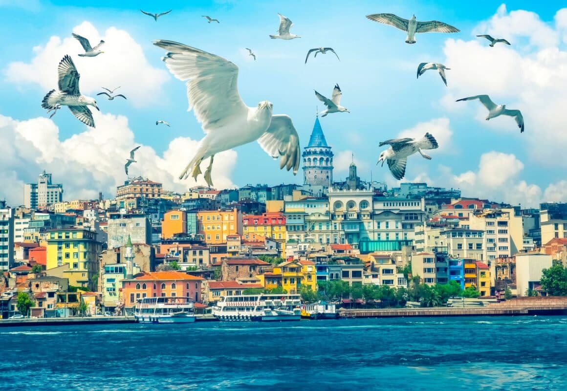 Golden Horn against Galata tower, Istanbul, Turkey