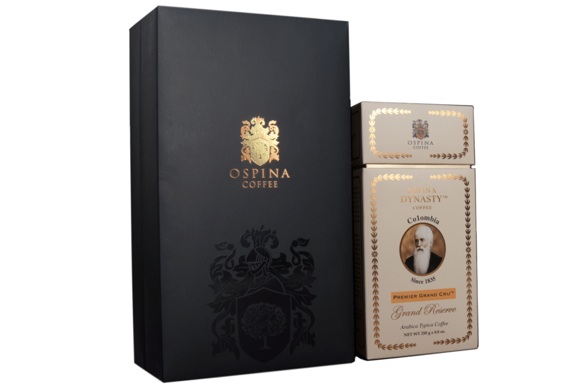 un pachet negru de cafea ospina dynasty, una dintre cele mai scumpe cafele din lume