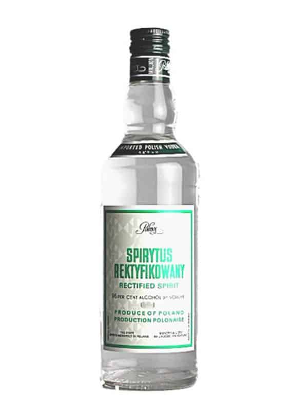  o sticlă de Polmos Spirytus Rektyfikowany Vodka, una dintre cele mai puternice băuturi alcoolice
