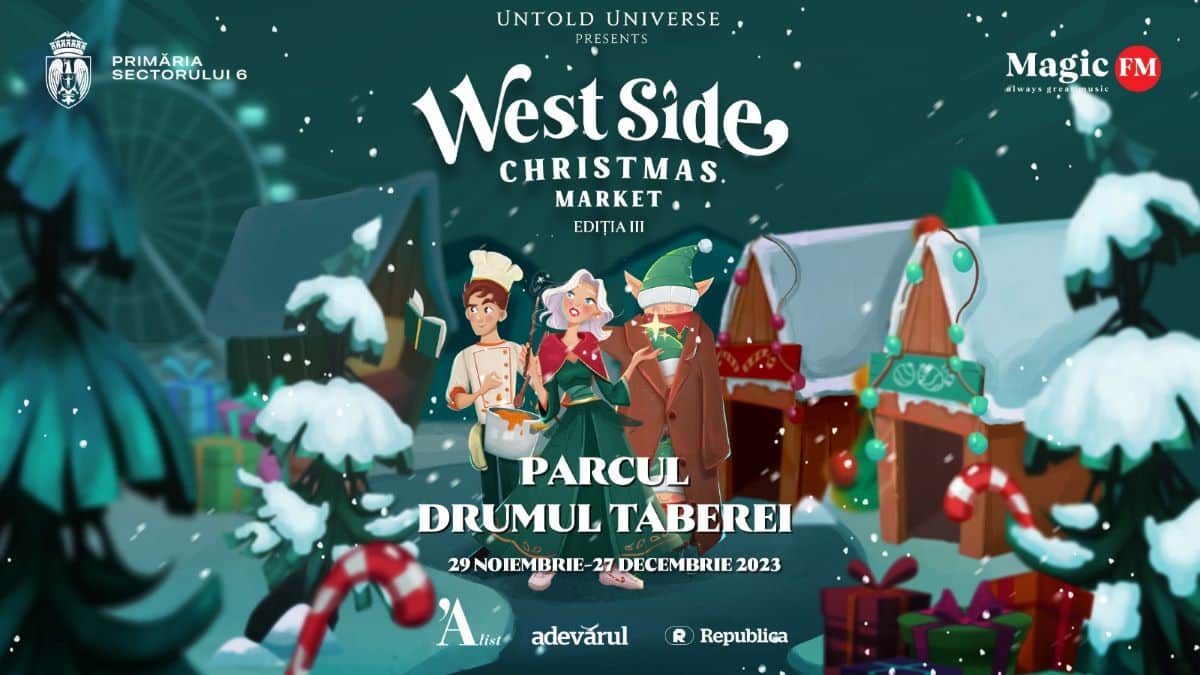 afișul târgului West Side Christmas Market din Drumul Taberei. Târguri de Crăciun din București 2023