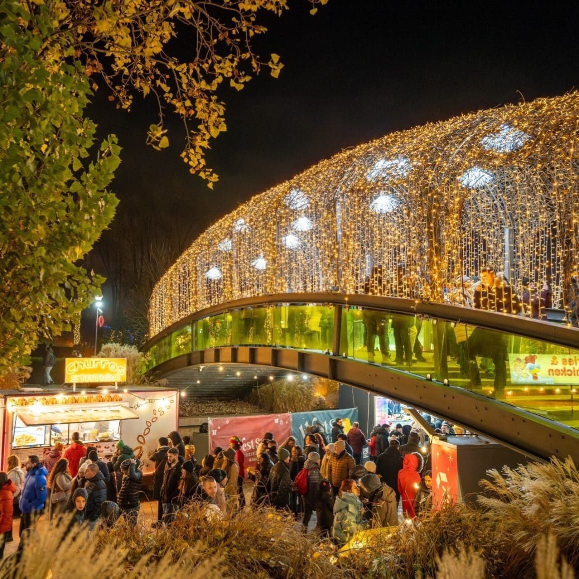 tunel luminat care traverseaza targul din drumul taberei