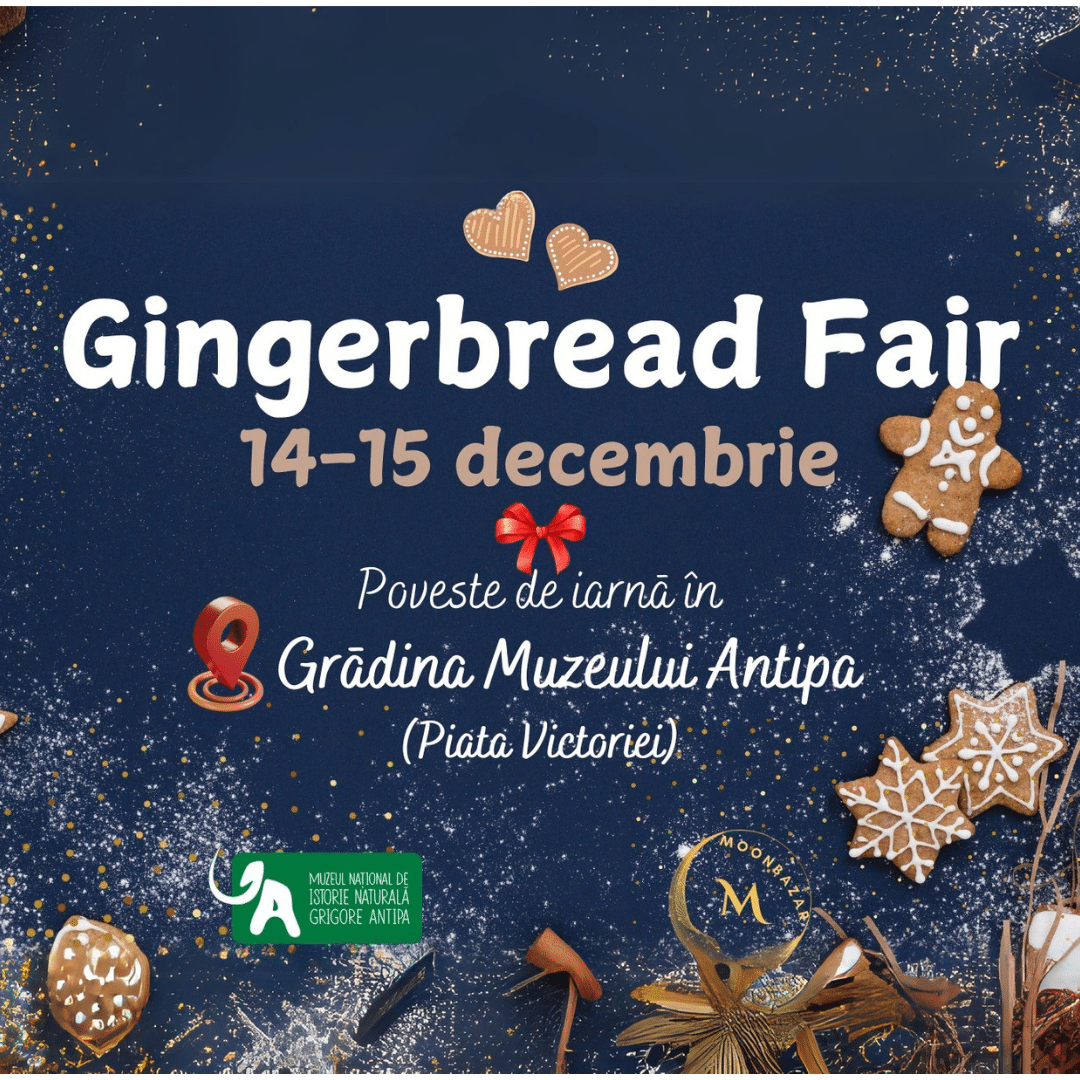 afisul targului de craciun Gingerbread Fair de la Muzeul Antipa. Târguri de Crăciun București