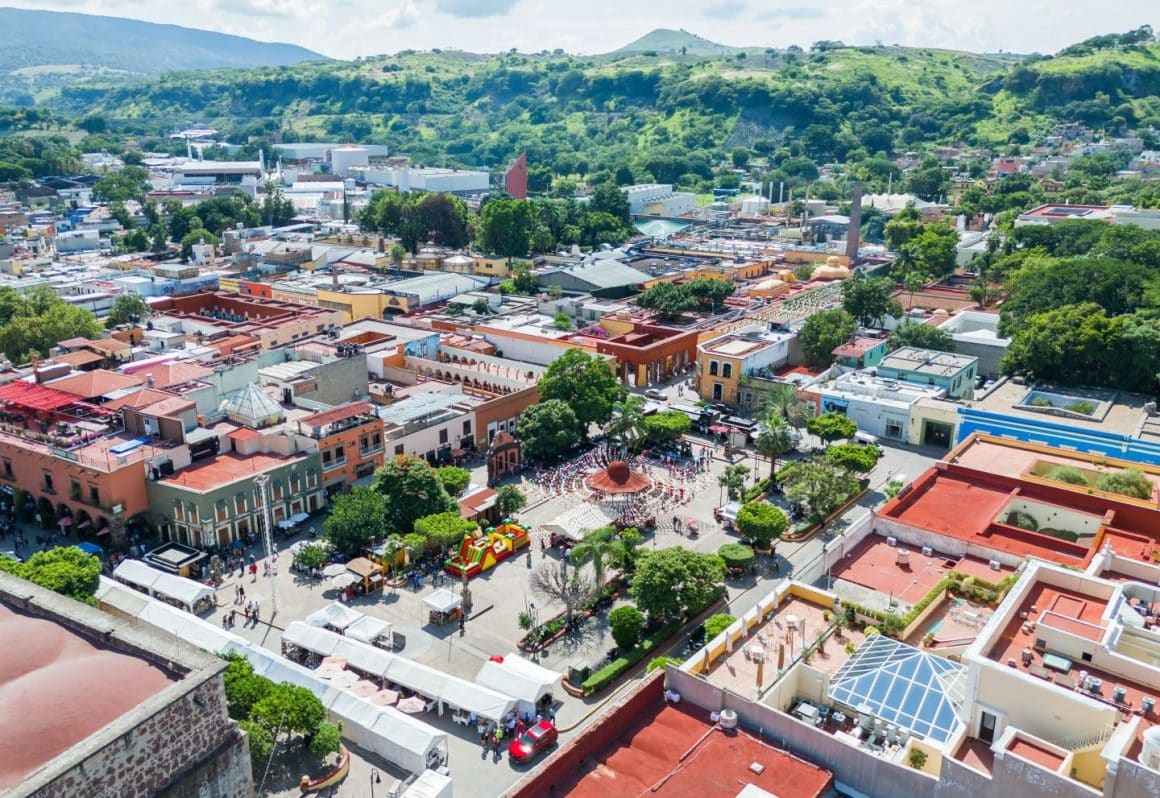 Aerial View of the Historic Downtown in Tequila, Jalisco. Mexico 