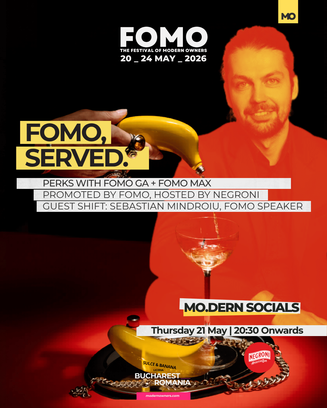 Eveniment Negroni Aperitivo Bar impreuna cu FOMO si Sebastian Mândroiu